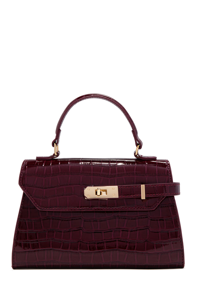 Load image into Gallery viewer, Vivian Croc Embossed Top Handle Crossbody Bag - Wine

