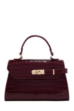 Load image into Gallery viewer, Vivian Croc Embossed Top Handle Crossbody Bag - Wine
