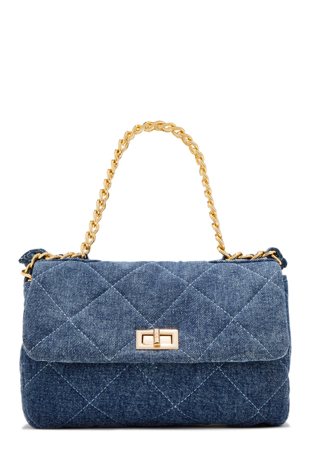 Load image into Gallery viewer, Britney Quilted Denim Crossbody Bag - Denim Gold
