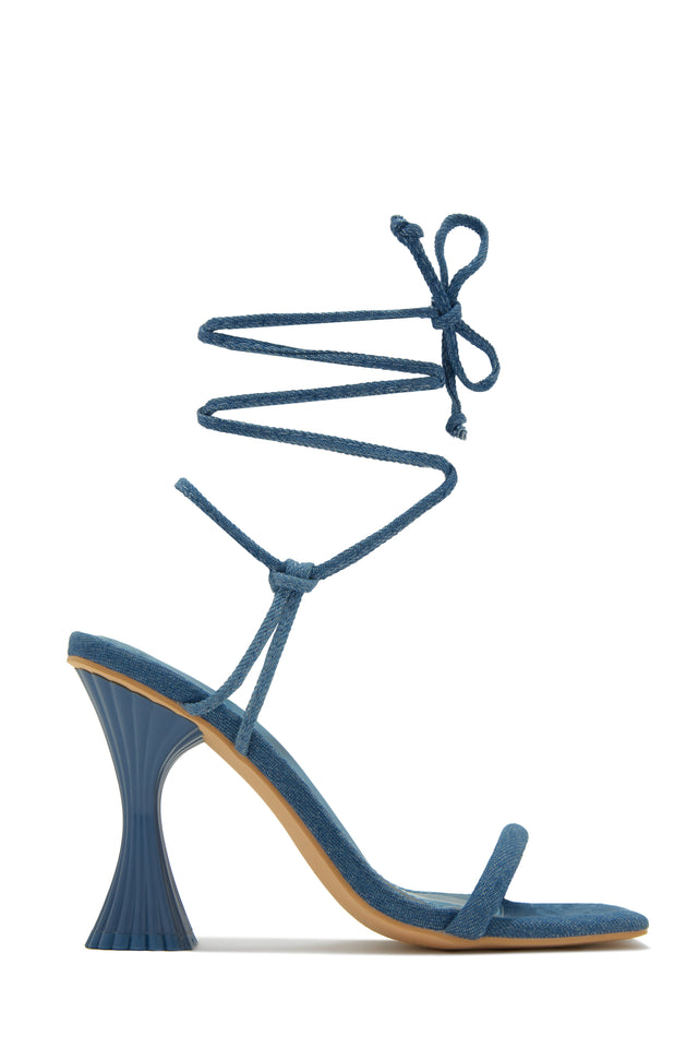 Load image into Gallery viewer, Blue LAce-Up High Heels
