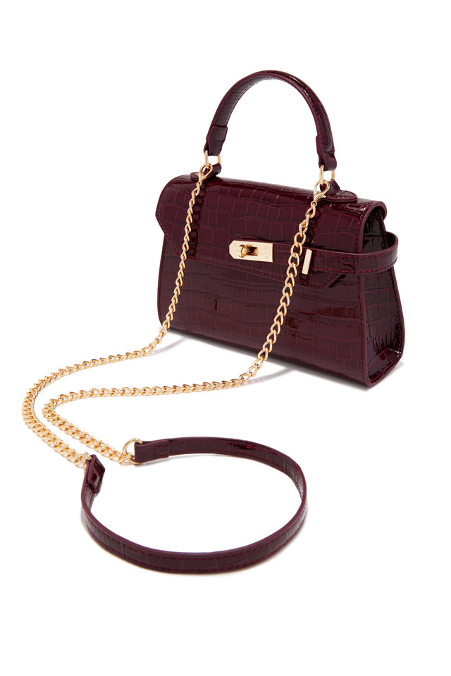 Load image into Gallery viewer, Vivian Croc Embossed Top Handle Crossbody Bag - Wine
