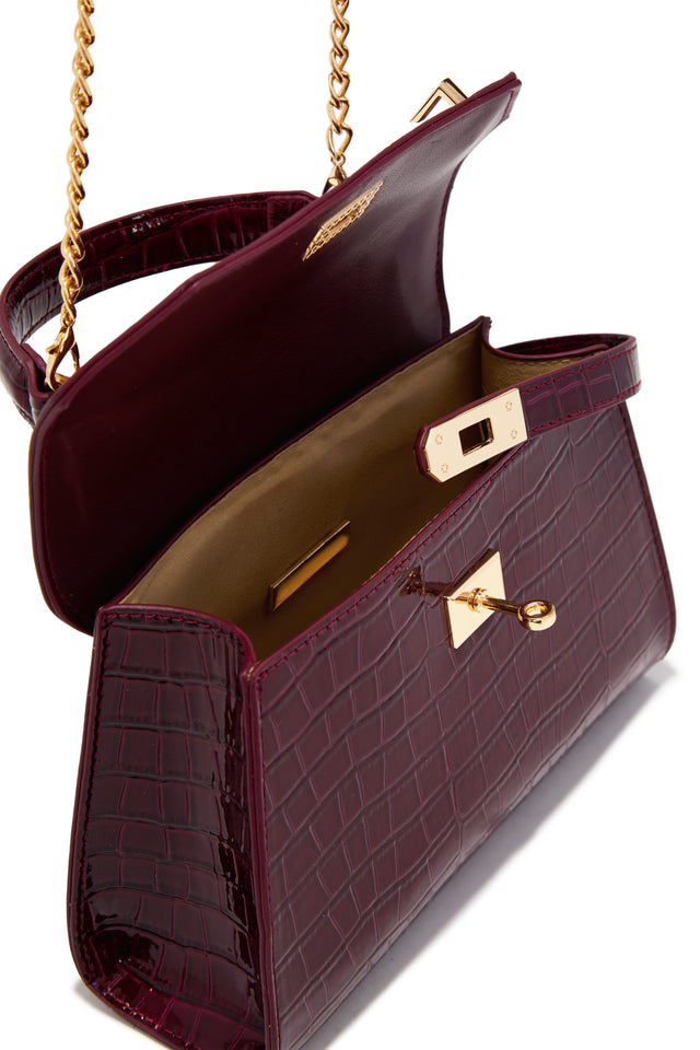 Load image into Gallery viewer, Vivian Croc Embossed Top Handle Crossbody Bag - Wine
