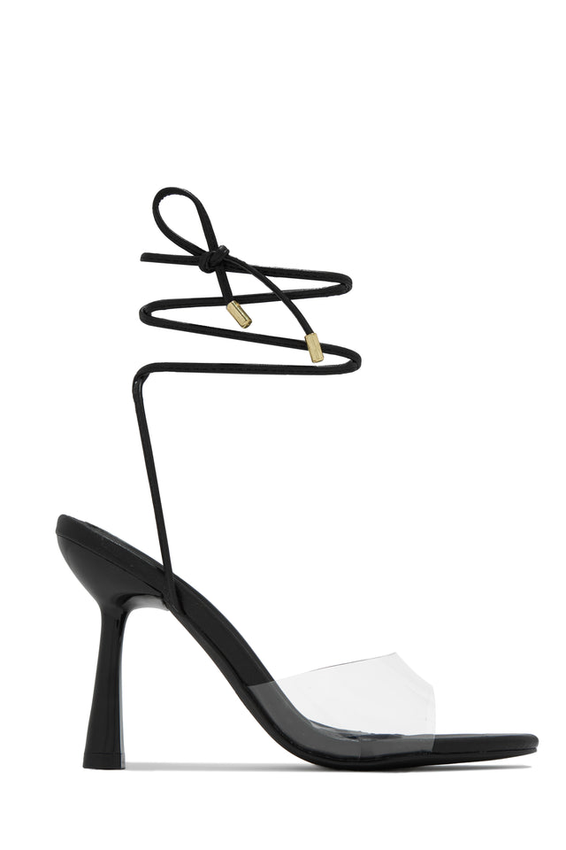 Load image into Gallery viewer, Black High High Heel With Clear Strap 
