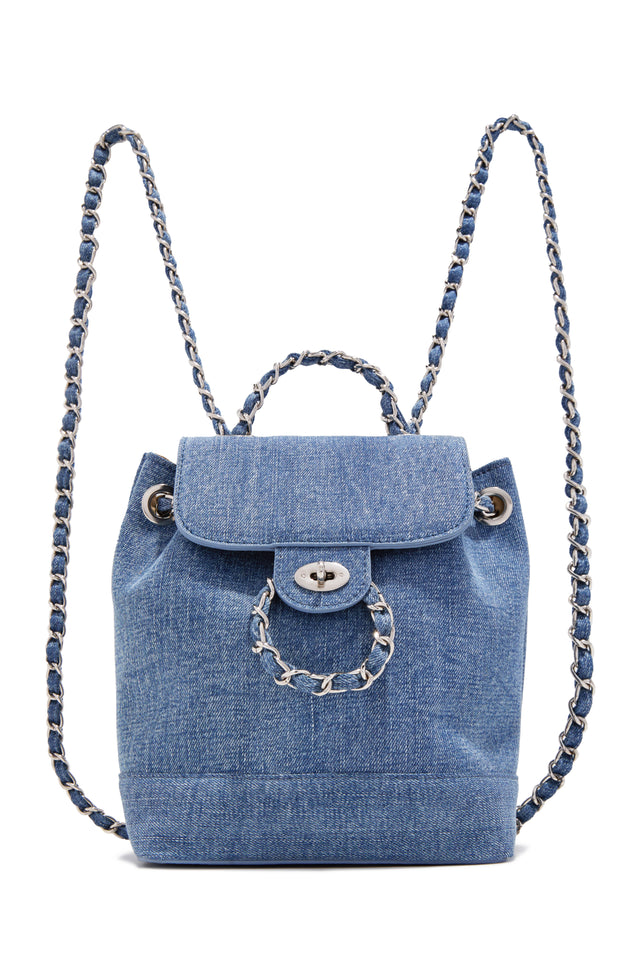 Load image into Gallery viewer, Kelly Chain Strap Mini Backpack - Denim

