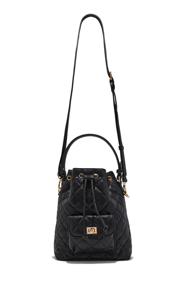 Load image into Gallery viewer, Chelsea Quilted Bucket Bag - Black
