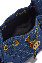 Load image into Gallery viewer, Camila Quilted Denim Shoulder Bag - Dark Blue
