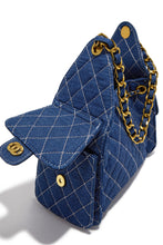 Load image into Gallery viewer, Camila Quilted Denim Shoulder Bag - Dark Blue
