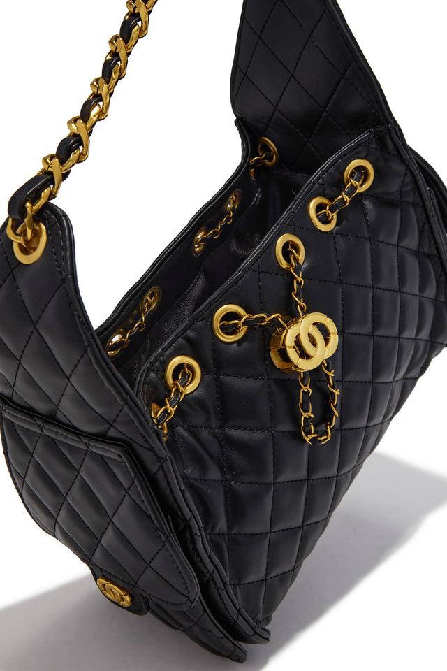 Load image into Gallery viewer, Camila Quilted Shoulder Bag - Black
