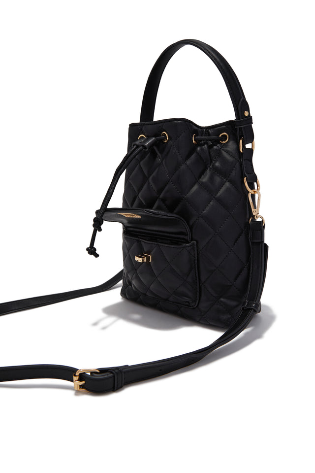 Load image into Gallery viewer, Chelsea Quilted Bucket Bag - Black
