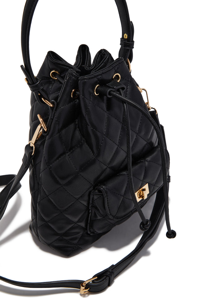 Load image into Gallery viewer, Chelsea Quilted Bucket Bag - Black
