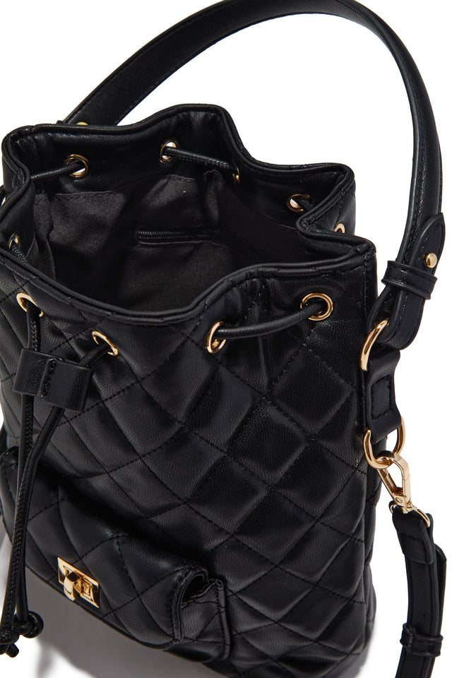 Load image into Gallery viewer, Chelsea Quilted Bucket Bag - Black
