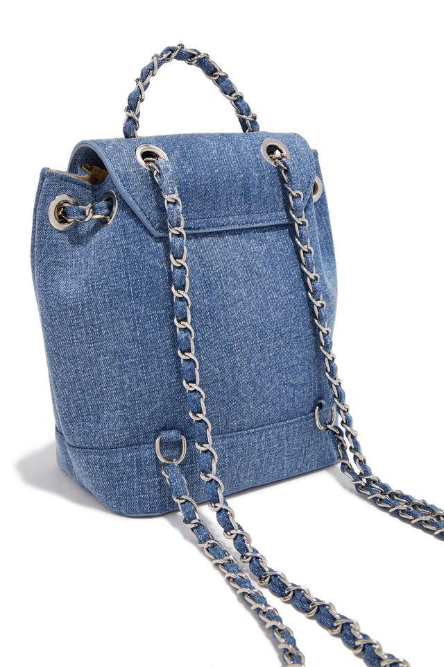 Load image into Gallery viewer, Kelly Chain Strap Mini Backpack - Denim
