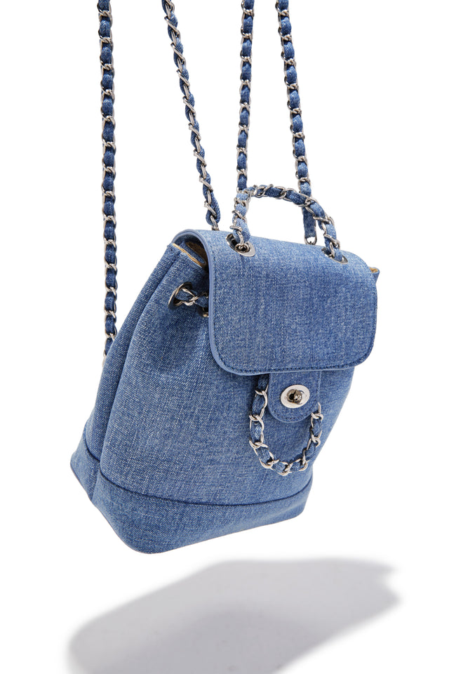 Load image into Gallery viewer, Kelly Chain Strap Mini Backpack - Denim
