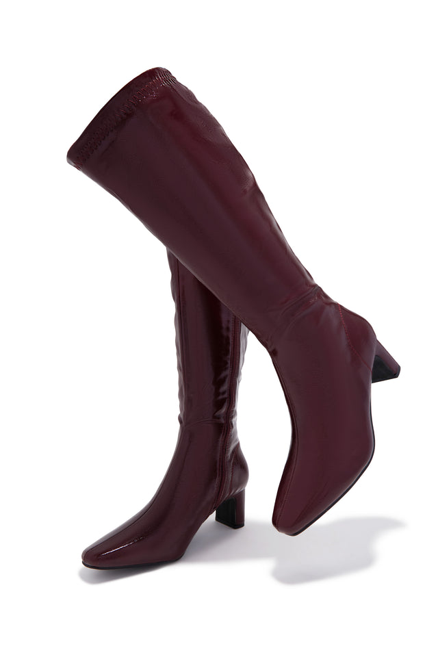 Load image into Gallery viewer, Lisa Knee High Block Heel Boots - Wine
