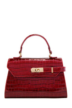 Load image into Gallery viewer, Vivian Croc Embossed Top Handle Crossbody Bag - Red
