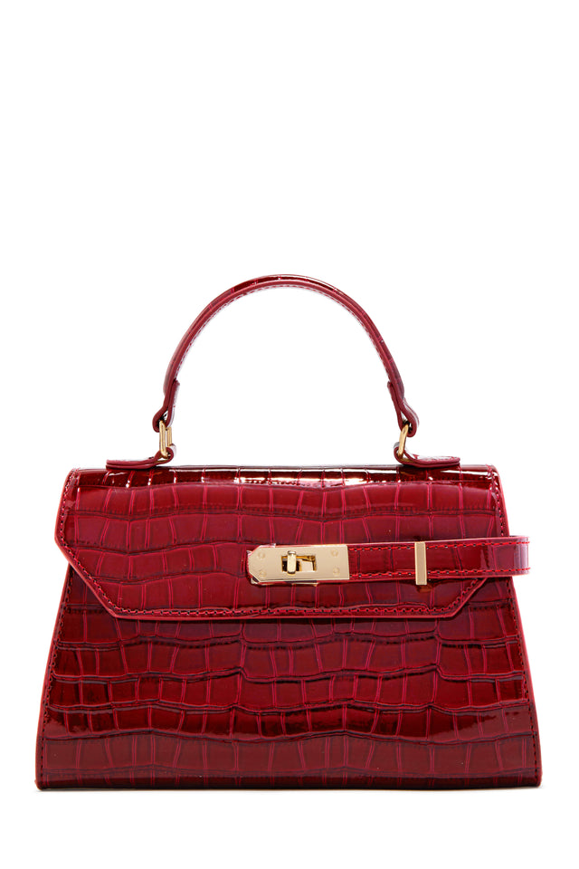 Load image into Gallery viewer, Vivian Croc Embossed Top Handle Crossbody Bag - Red
