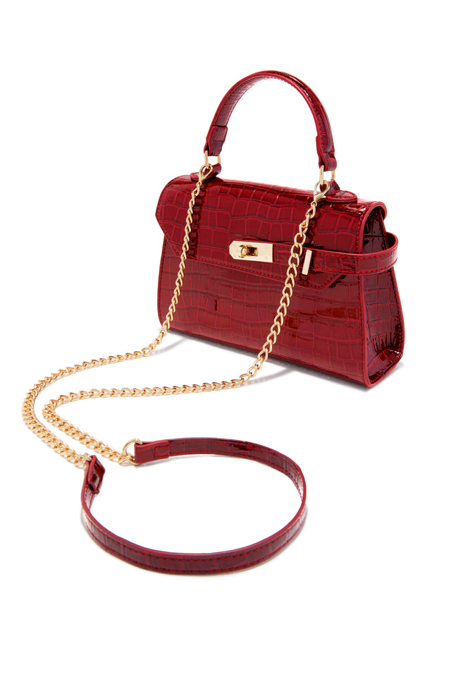 Load image into Gallery viewer, Vivian Croc Embossed Top Handle Crossbody Bag - Red
