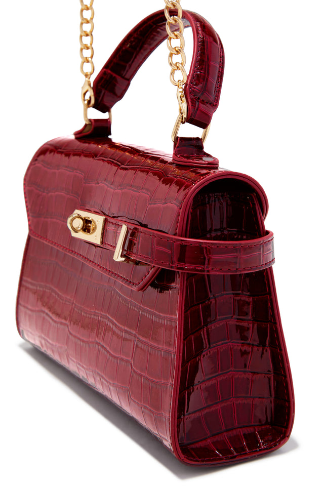 Load image into Gallery viewer, Vivian Croc Embossed Top Handle Crossbody Bag - Red
