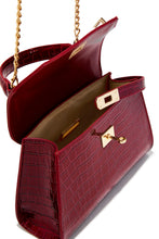 Load image into Gallery viewer, Vivian Croc Embossed Top Handle Crossbody Bag - Red
