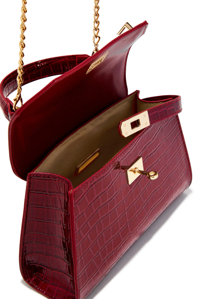 Load image into Gallery viewer, Vivian Croc Embossed Top Handle Crossbody Bag - Red
