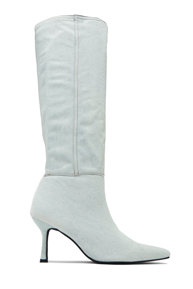 Load image into Gallery viewer, Lolita Slouched Knee High Boots - Light Denim
