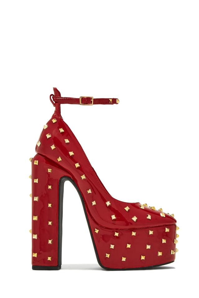 Red studded heels 2025