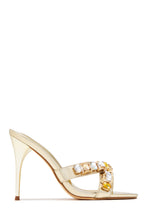 Load image into Gallery viewer, Kiara Gem Embellished Mule Heels - Gold
