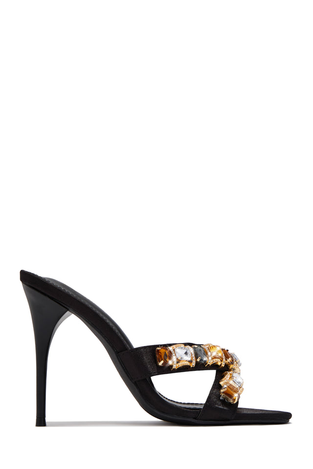 Load image into Gallery viewer, Kiara Gem Embellished Mule Heels - Black
