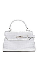 Load image into Gallery viewer, Vivian Croc Embossed Top Handle Crossbody Bag - Silver
