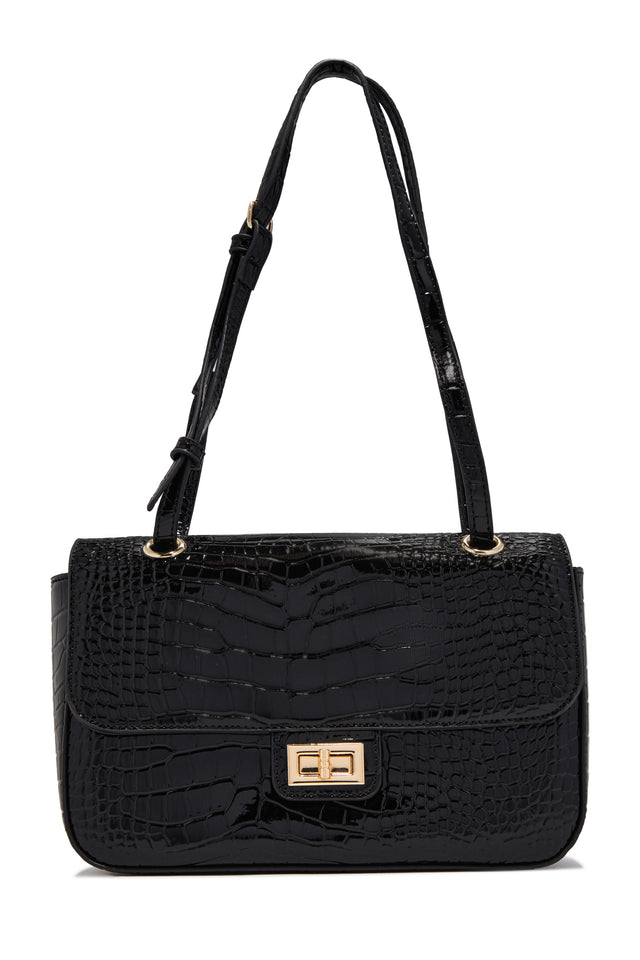 Load image into Gallery viewer, Olivia Croc Embossed Shoulder Bag - Black
