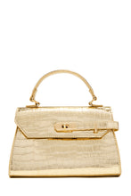 Load image into Gallery viewer, Vivian Croc Embossed Top Handle Crossbody Bag - Gold
