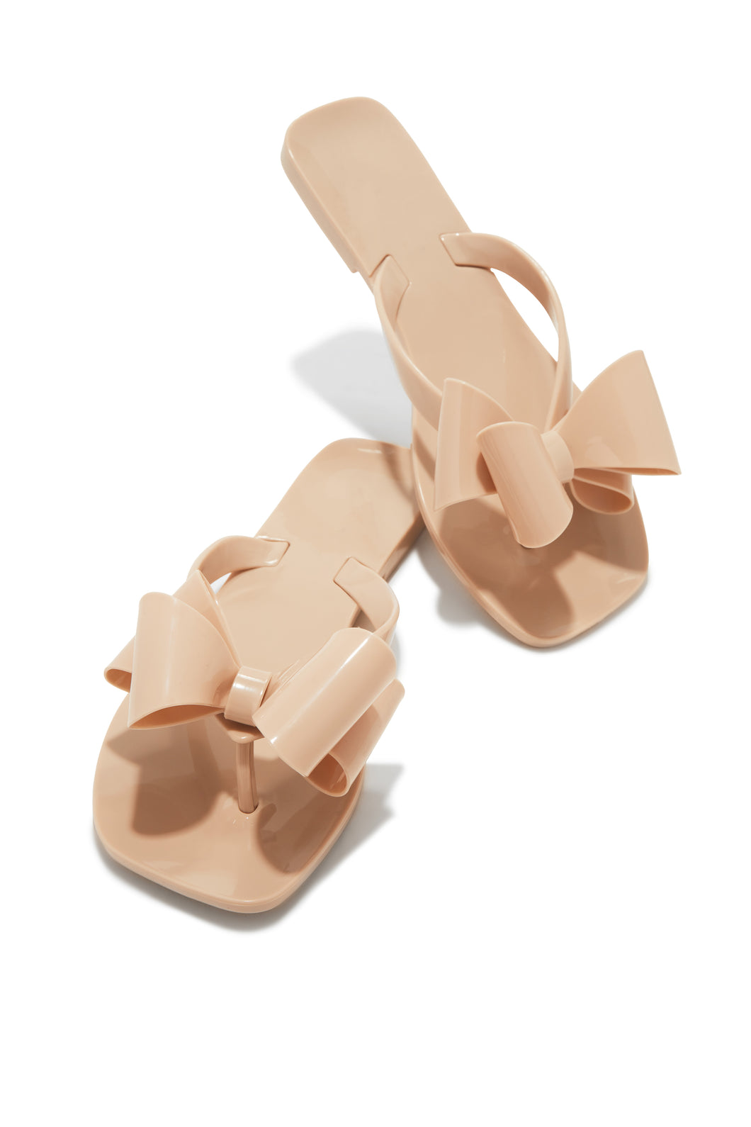 Nude Sandals With Open Square Toe 