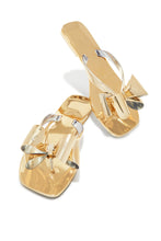 Load image into Gallery viewer, Gold Tone Sandals With Thong Strap
