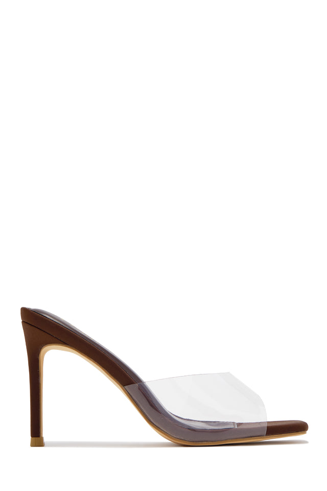 Load image into Gallery viewer, Kristy Clear Strap Mule Heels - Brown
