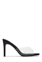 Load image into Gallery viewer, Kristy Clear Strap Mule Heels - Black
