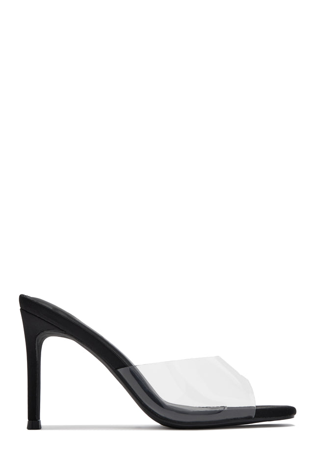 Load image into Gallery viewer, Kristy Clear Strap Mule Heels - Black
