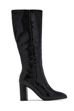 Load image into Gallery viewer, Layla Knee High Block Heel Boots - Black Croc
