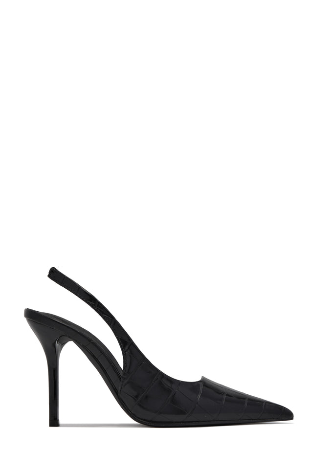 Load image into Gallery viewer, Raven Croc Slingback Heels - Black
