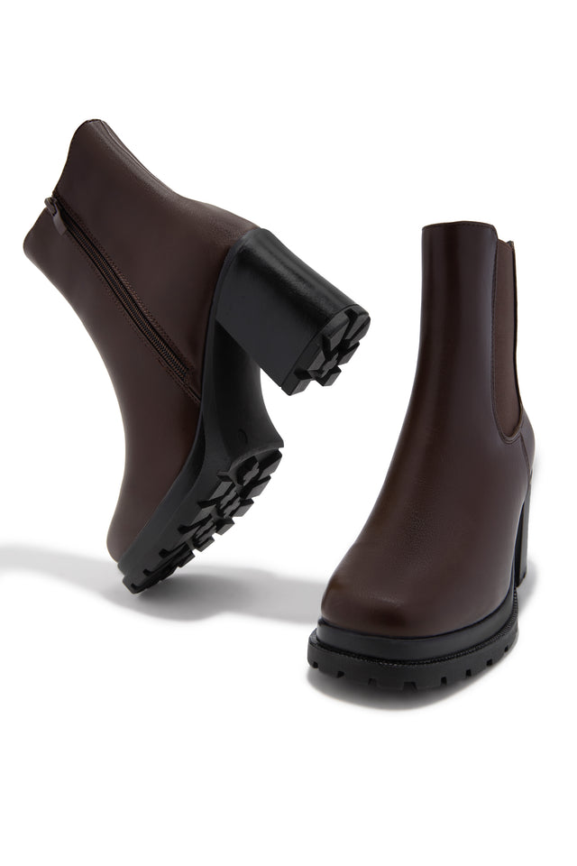 Brooklyn Block Heel Ankle Boots - Brown