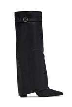 Load image into Gallery viewer, Makayla Knee High Block Heel Shark Boots - Black
