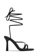 Talia Lace Up Strappy Heels - Black