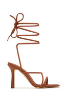 Talia Lace Up Strappy Heels - Tan