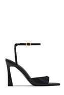 Azani Ankle Strap Single Sole Heels - Black PU