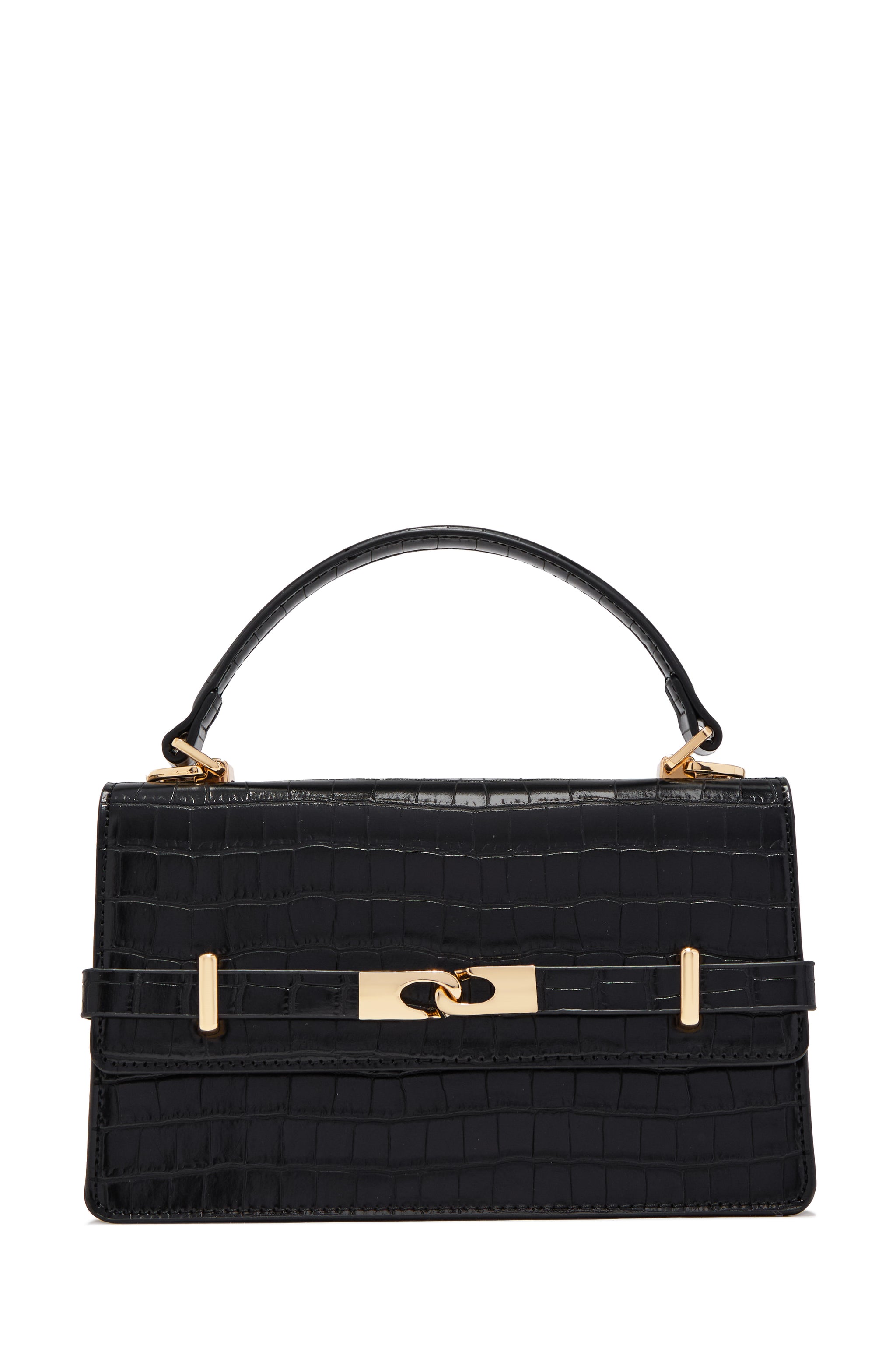 MISS SIXTY LUXURYスカルデザイン ショルダーバッグ Black Croc Embossed Crossbody Bag | Vivian Top Handle Bag | Miss