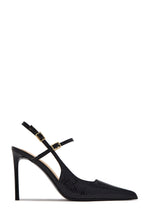 Load image into Gallery viewer, Hazel Snake Textured Pointed Toe Slingback Pumps - Black
