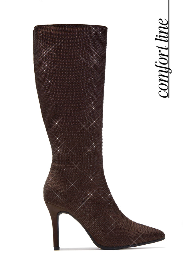 Load image into Gallery viewer, Sandra Rhinestone Knee High Boots - Brown
