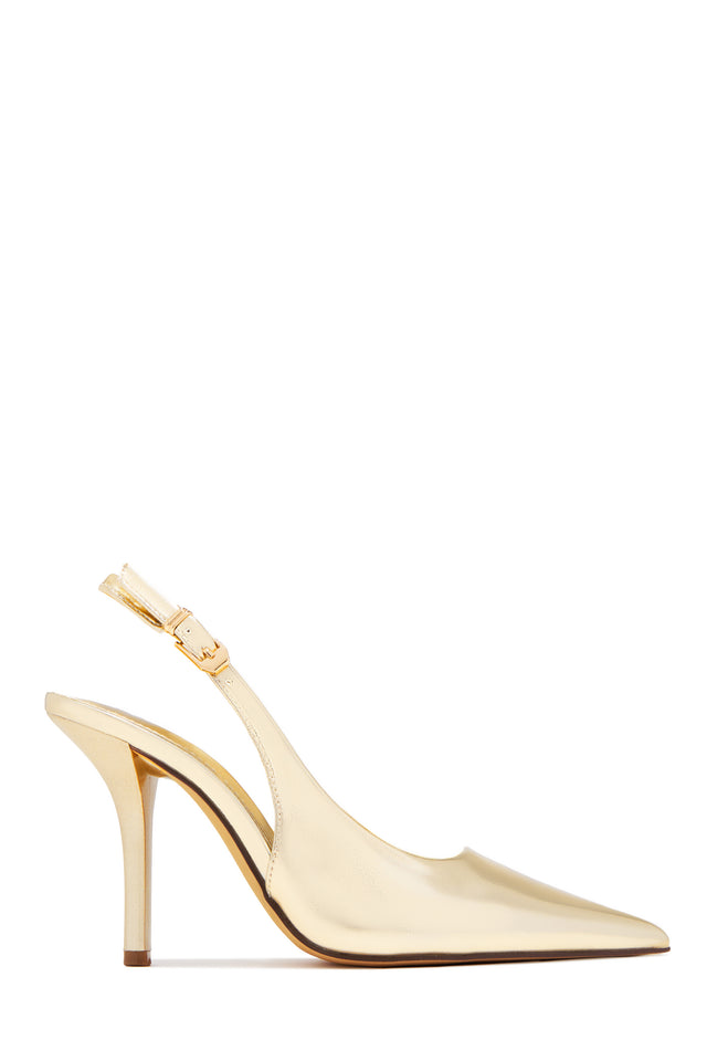 Load image into Gallery viewer, Jenna Pointed Toe Slingback Pumps – Gold
