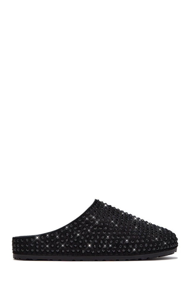 Load image into Gallery viewer, Belinda Rhinestone Mule Flats – Black
