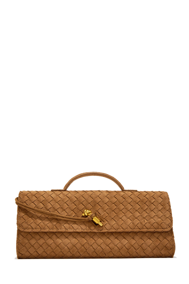 Load image into Gallery viewer, Diana Woven Clutch Crossbody Bag – Camel
