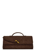 Diana Woven Clutch Crossbody Bag – Brown